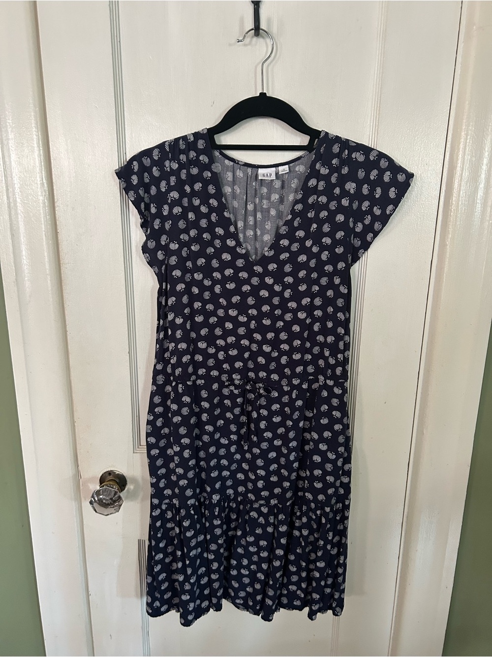 GAP Factory Navy Mini Dress with White Floral Dot Print